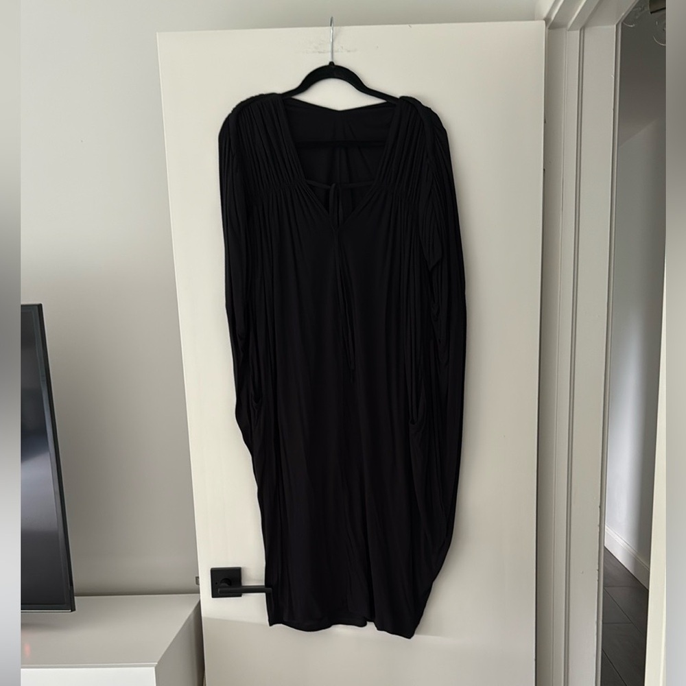 Malia Mills cocoon black knit Grecian type of dress